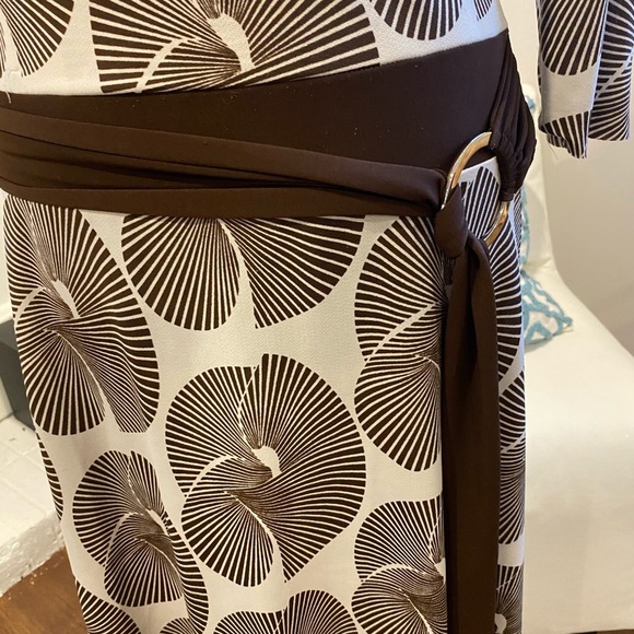 Brown and White Faux Wrap Dress, Maurices’s, Med - Picture 4 of 8